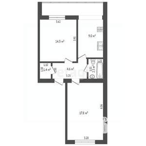 2-к квартира, вторичка, 48м2, 1/2 этаж