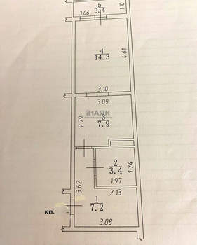 1-к квартира, вторичка, 36м2, 5/14 этаж