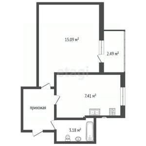 1-к квартира, вторичка, 31м2, 6/12 этаж