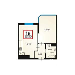 1-к квартира, вторичка, 36м2, 11/16 этаж