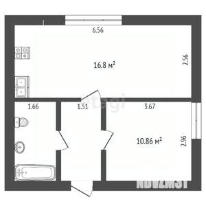 2-к квартира, вторичка, 41м2, 1/1 этаж