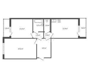 2-к квартира, вторичка, 75м2, 13/16 этаж