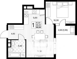 1-к квартира, вторичка, 40м2, 6/8 этаж