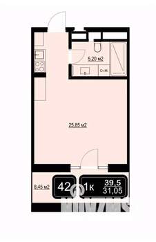 Студия квартира, вторичка, 40м2, 2/9 этаж