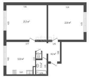 2-к квартира, вторичка, 78м2, 3/12 этаж