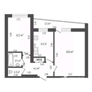 2-к квартира, вторичка, 52м2, 7/9 этаж
