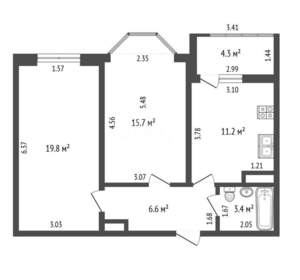 2-к квартира, вторичка, 57м2, 9/18 этаж