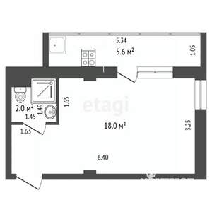 Студия квартира, вторичка, 20м2, 2/6 этаж