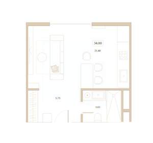 Студия квартира, вторичка, 34м2, 1/7 этаж