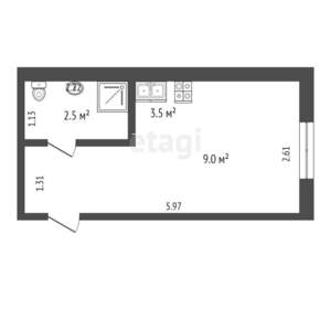 Студия квартира, вторичка, 15м2, 1/3 этаж