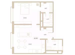 1-к квартира, вторичка, 66м2, 7/7 этаж