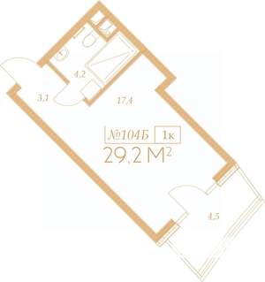 1-к квартира, вторичка, 29м2, 8/9 этаж