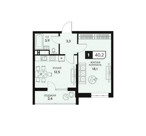 1-к квартира, вторичка, 40м2, 3/15 этаж
