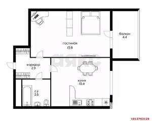 1-к квартира, вторичка, 34м2, 4/7 этаж