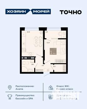 1-к квартира, вторичка, 36м2, 5/12 этаж