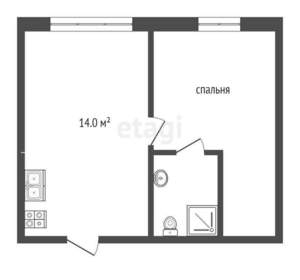 1-к квартира, вторичка, 42м2, 2/2 этаж
