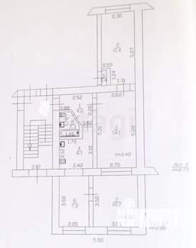 3-к квартира, вторичка, 60м2, 1/2 этаж