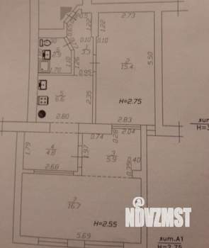 2-к квартира, вторичка, 56м2, 1/2 этаж