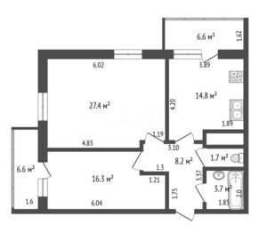 2-к квартира, вторичка, 85м2, 3/23 этаж