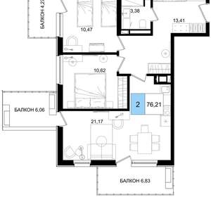 2-к квартира, вторичка, 76м2, 4/8 этаж