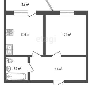 1-к квартира, вторичка, 43м2, 9/17 этаж
