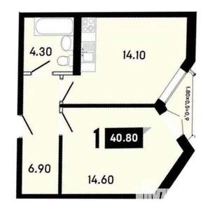 1-к квартира, вторичка, 41м2, 7/16 этаж