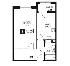 1-к квартира, вторичка, 43м2, 13/20 этаж