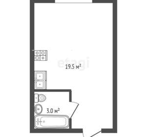 Студия квартира, вторичка, 20м2, 1/19 этаж