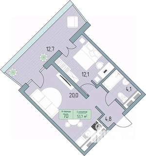 2-к квартира, вторичка, 63м2, 4/9 этаж