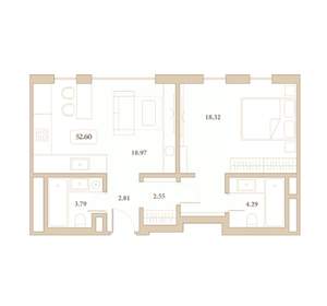 1-к квартира, вторичка, 53м2, 7/7 этаж