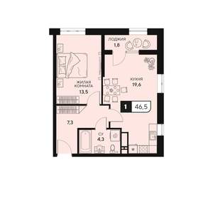 1-к квартира, вторичка, 47м2, 1/15 этаж