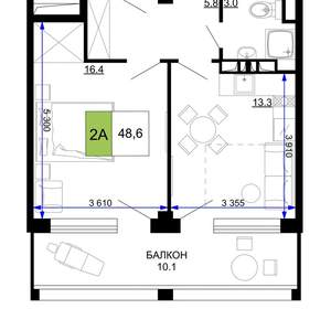2-к квартира, вторичка, 49м2, 9/9 этаж