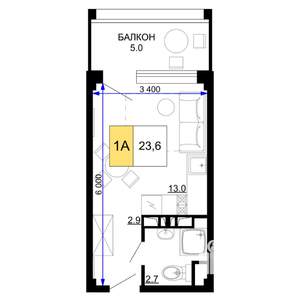 1-к квартира, вторичка, 24м2, 9/9 этаж