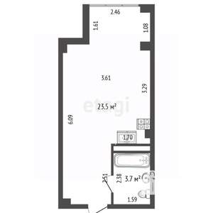 Студия квартира, вторичка, 26м2, 3/9 этаж