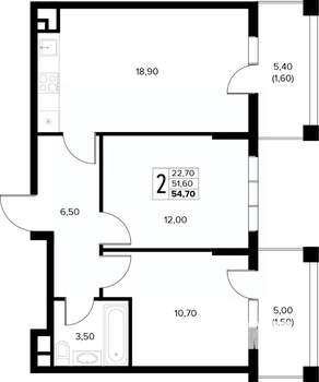 2-к квартира, вторичка, 55м2, 8/8 этаж