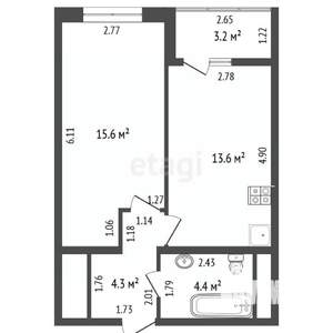1-к квартира, вторичка, 42м2, 7/20 этаж