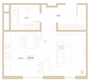 Студия квартира, вторичка, 36м2, 3/7 этаж