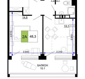 2-к квартира, вторичка, 48м2, 9/9 этаж