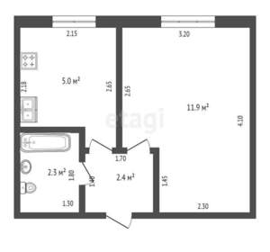 1-к квартира, вторичка, 21м2, 1/5 этаж