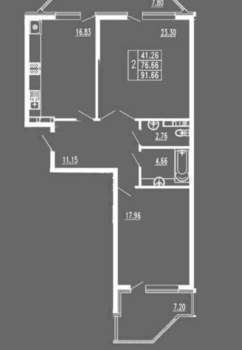 2-к квартира, вторичка, 92м2, 12/14 этаж