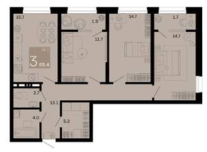 3-к квартира, вторичка, 85м2, 2/8 этаж