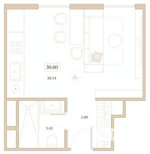 Студия квартира, вторичка, 31м2, 2/7 этаж