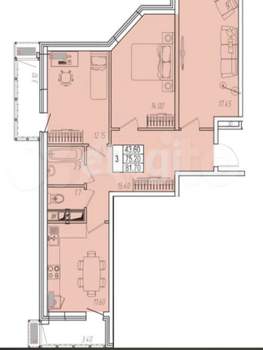 3-к квартира, вторичка, 75м2, 11/14 этаж