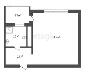 Студия квартира, вторичка, 20м2, 6/6 этаж