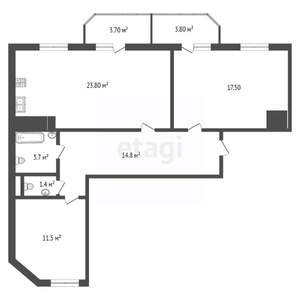 2-к квартира, вторичка, 94м2, 2/15 этаж