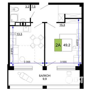 2-к квартира, вторичка, 49м2, 2/9 этаж