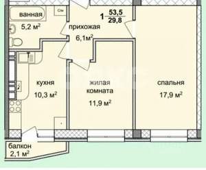 2-к квартира, вторичка, 54м2, 5/5 этаж