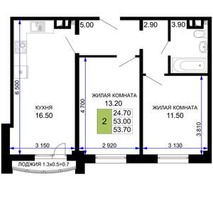 2-к квартира, вторичка, 54м2, 3/9 этаж