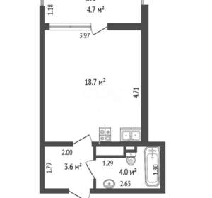 Студия квартира, вторичка, 26м2, 11/21 этаж