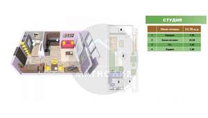 Студия квартира, вторичка, 32м2, 11/19 этаж